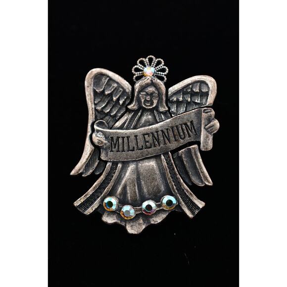Kenneth Cole Vintage Millenium Pin Brooch Angel Rhinestone Crystal Signed Bin8 - Picture 1 of 13